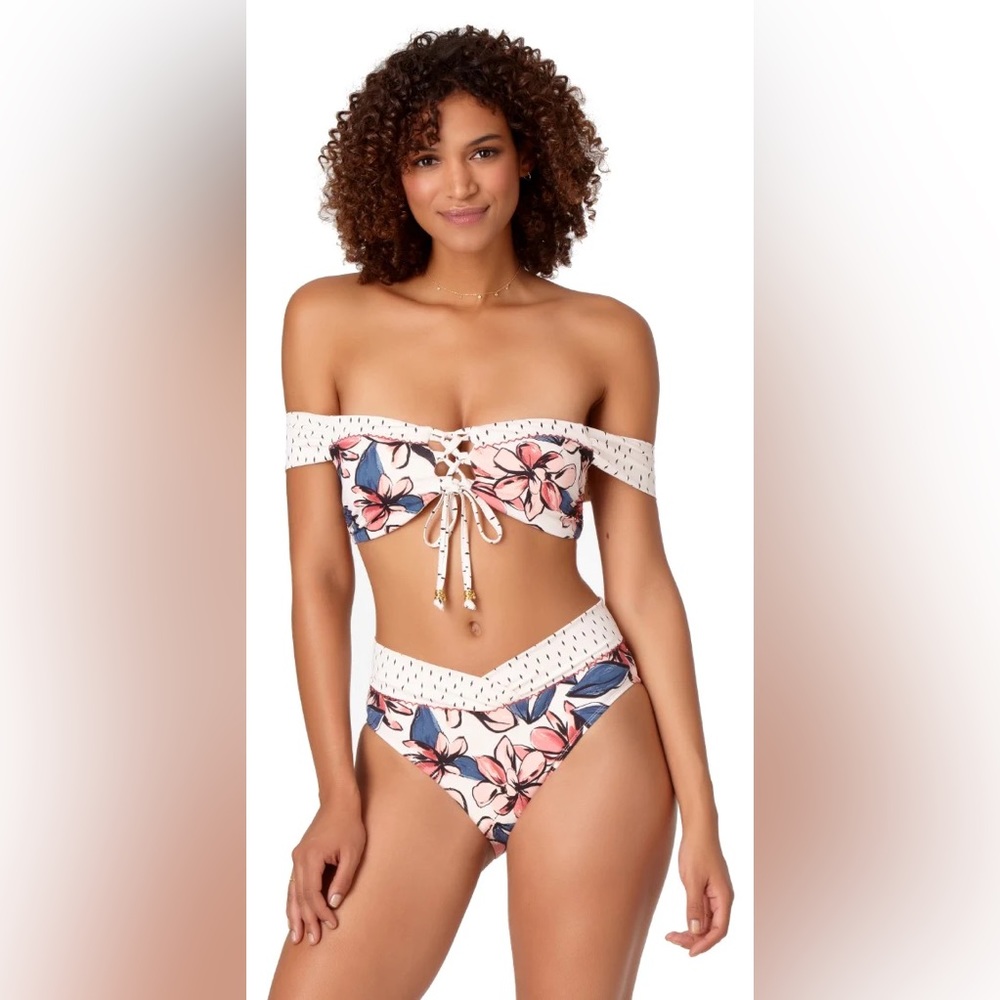 Anne Cole Studio Bondi Floral Off The Shoulder Bikini Top and Bottom Medium M